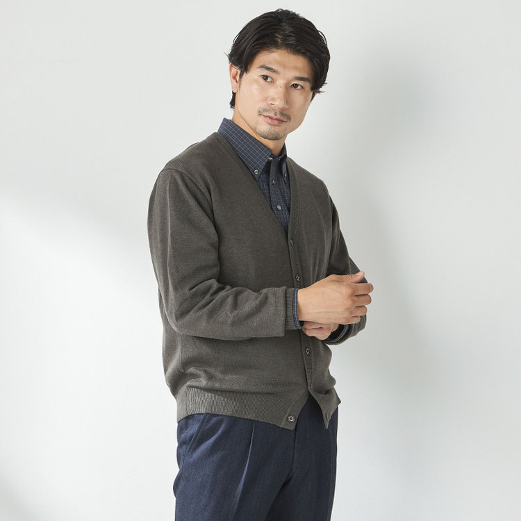 スタンリーブラッカ 【stanley blacker new york】【秋冬】ベーシックカーディガン/ 黄淡色