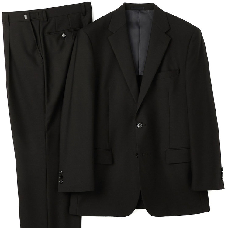 トゥルートップ 【TRUE TOP】【秋冬】2釦シングルフォーマルスーツ 1タックパンツ/アジャスター付/※裾上げ必要 黒