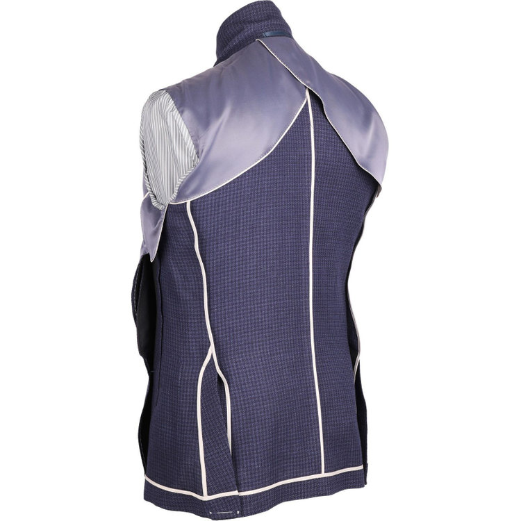 KONAKA　アウトレット 【WEB限定/OUTLET/汚れ・キズ等有】【JOHN PEARSE BLACK】【春夏】リネンウール3釦段返りシングルジャケット/ネイビー×チェック/ANGELICO woven in italy ネイビー系(紺)