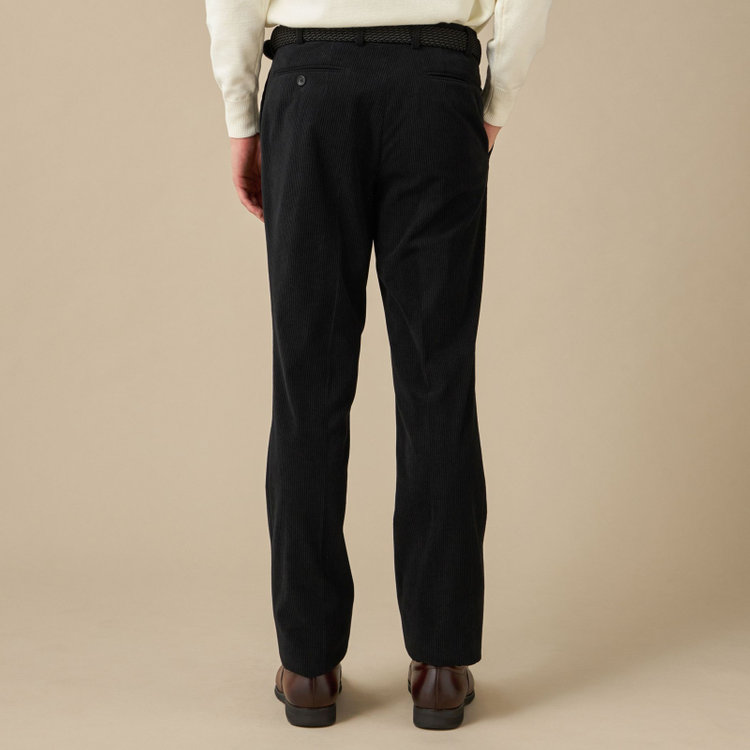 ＪＰコンフォート ネイビー 【JOHN PEARSE comfort navy】【秋冬】ワンタックパンツ/ ブラック×コーデュロイ / ウエストムーブ仕様 /ウォッシャブル ※裾上げ必要 黒