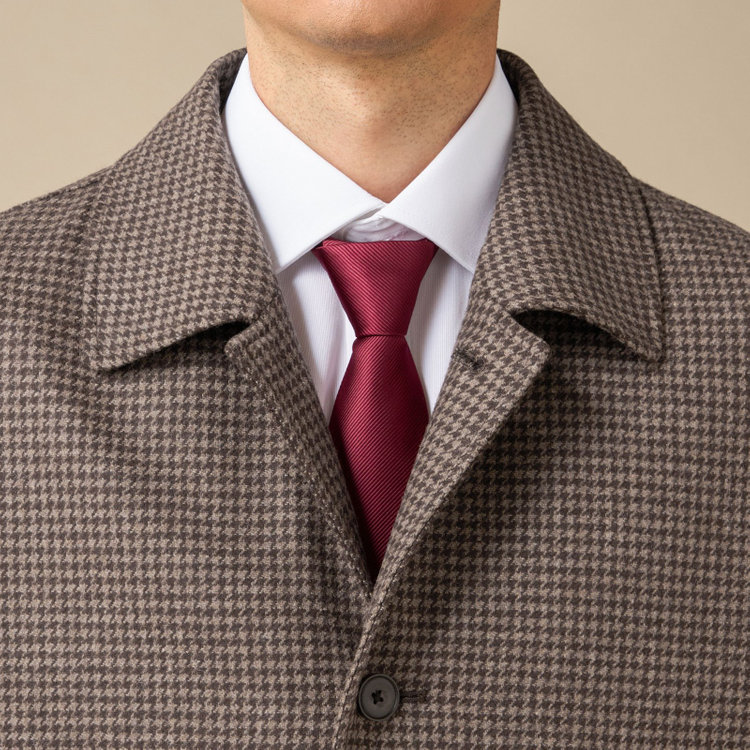 スタンリーブラッカ 【stanley blacker new york】ショート丈ブルゾン /ブラウン×ベージュ×ハウンドトゥース柄 /国内尾州生地仕様 茶中間