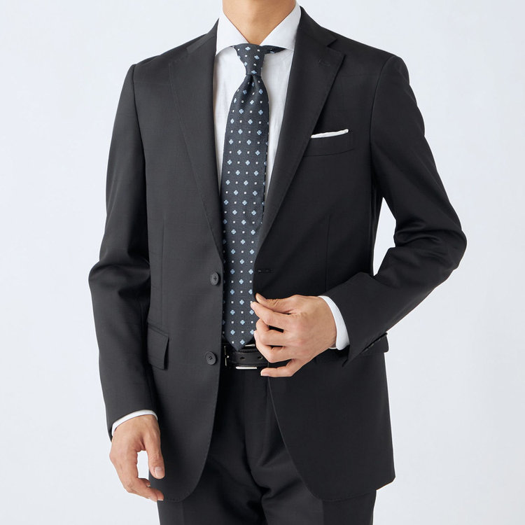 ＪＰ コンフォート 【JOHN PEARSE comfort】【秋冬】2釦シングルスーツ ショートタック/ブラック×シャドーチェック/REAL BLACK/NEW ZEALAND WOOLSHOWER CLEAN/SustainaBee Wool/※裾上げ必要 黒