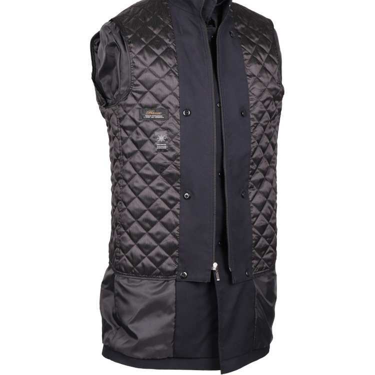 ソノタ（KONAKA用） 【パワーストレッチ】【スタンドカラー】コート/ネイビー×ストライプ ネイビー系(紺)