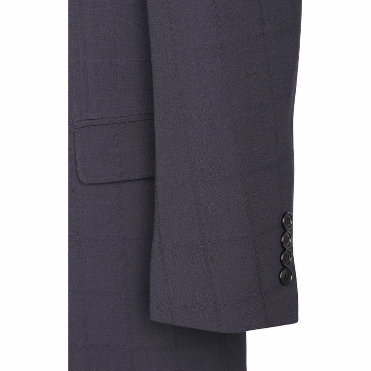 トゥルートップ 【TRUE TOP】【春夏】2釦シングルスーツ 1タック/ネイビー×シャドーチェック/ウォッシャブルパンツ ネイビー系(紺)