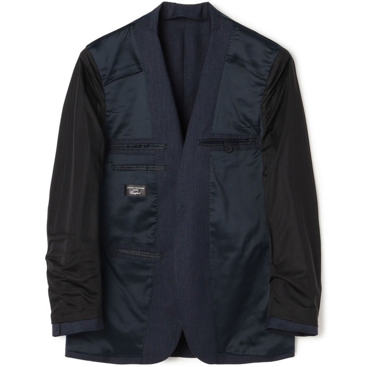 ＪＰ コンフォート 【JOHN PEARSE comfort】【年間】スリーピース2釦シングルスーツ ショートタック/ネイビー×チェック/ULTRA MOVE/ウォッシャブル/※裾上げ必要 紺中間
