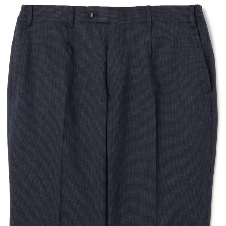 ＪＰ コンフォート 【JOHN PEARSE comfort】【年間】スリーピース2釦シングルスーツ ショートタック/ネイビー×チェック/ULTRA MOVE/ウォッシャブル/※裾上げ必要 紺中間