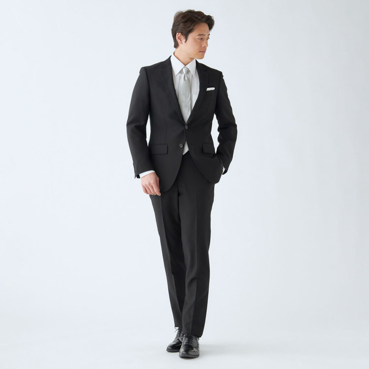 ＵＮＰＲＥＳＳＵＲＥ 【Unpressure】【秋冬】2釦シングルフォーマルスーツ 0タックパンツ/アジャスター付き/※裾上げ必要 黒