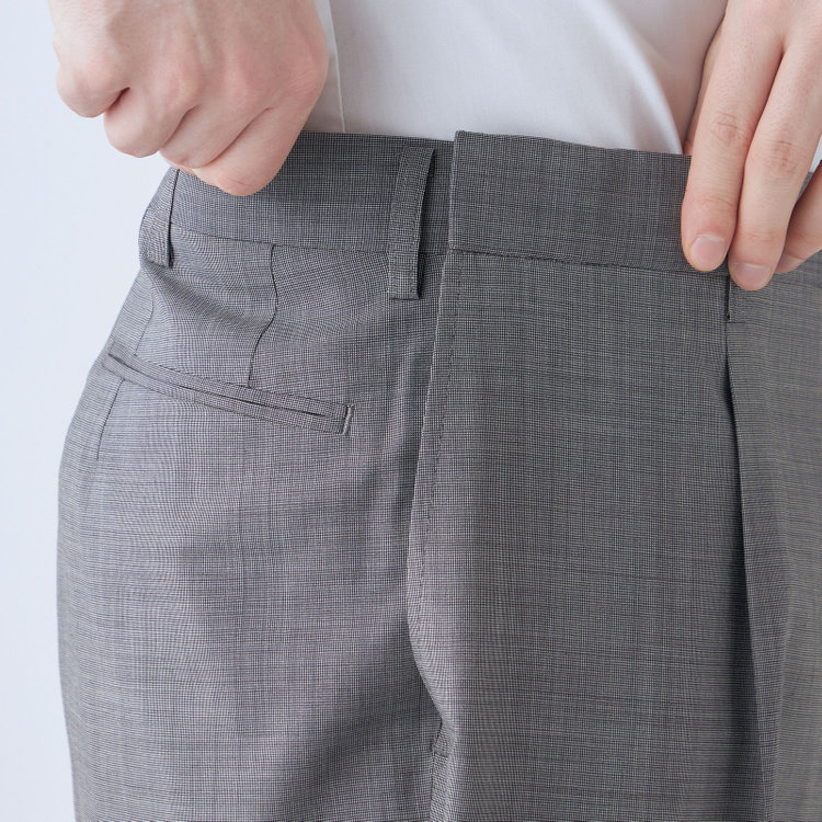 ソノタ（KONAKA用） 【L.O.X】【大きいサイズ】【春夏】ウールブレンド 1タックパンツスラックス/グレー/ウエストアジャスター仕様/※裾上げ必要 グレー濃色