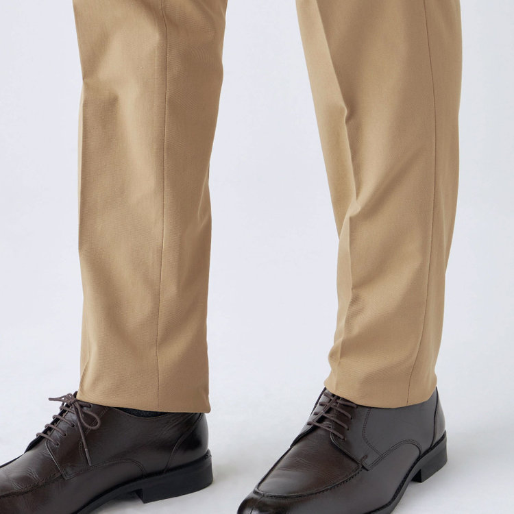 スタンリーブラッカ 【stanley blacker new york】【秋冬】1タックテックコットンストレッチチノパンツ/ベージュ/ウエストシャーリング仕様/※裾上げ必要 茶淡色