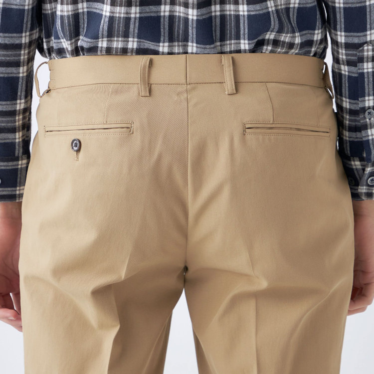 スタンリーブラッカ 【stanley blacker new york】【秋冬】1タックテックコットンストレッチチノパンツ/ベージュ/ウエストシャーリング仕様/※裾上げ必要 茶淡色