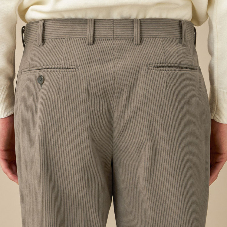 ＪＰコンフォート ネイビー 【JOHN PEARSE comfort navy】【秋冬】ワンタックパンツ/ ブラウン×コーデュロイ / ウエストムーブ仕様 /ウォッシャブル ※裾上げ必要 茶淡色