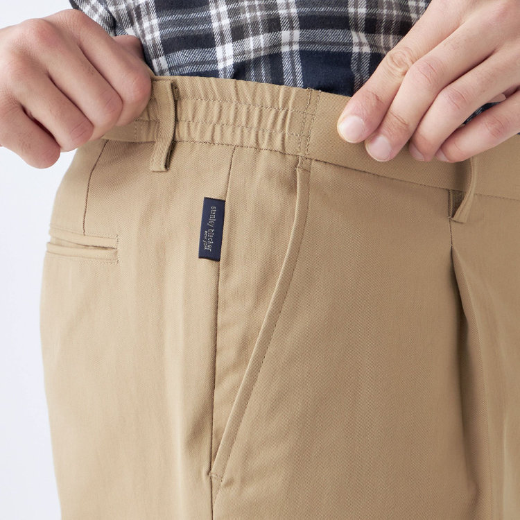 スタンリーブラッカ 【stanley blacker new york】【秋冬】1タックテックコットンストレッチチノパンツ/ベージュ/ウエストシャーリング仕様/※裾上げ必要 茶淡色