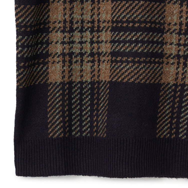 ライル＆スコット 【LYLE&SCOTT】クルーネックセーター/ネイビー×ブラウン 紺中間