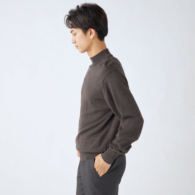 ＪＰコンフォート ネイビー 【JOHN PEARSE comfort navy】【秋冬】ハイネックセーター/ブラウン/洗える×毛玉レス 茶中間
