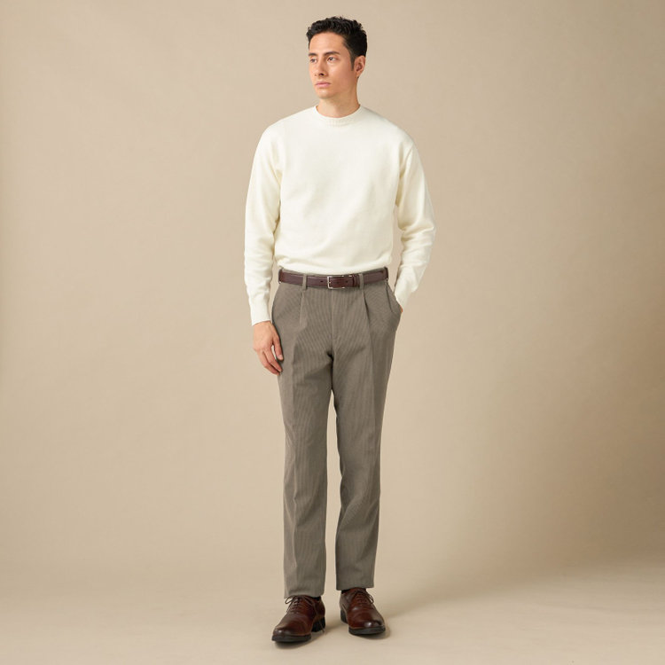 ＪＰコンフォート ネイビー 【JOHN PEARSE comfort navy】【秋冬】ワンタックパンツ/ ブラウン×コーデュロイ / ウエストムーブ仕様 /ウォッシャブル ※裾上げ必要 茶淡色