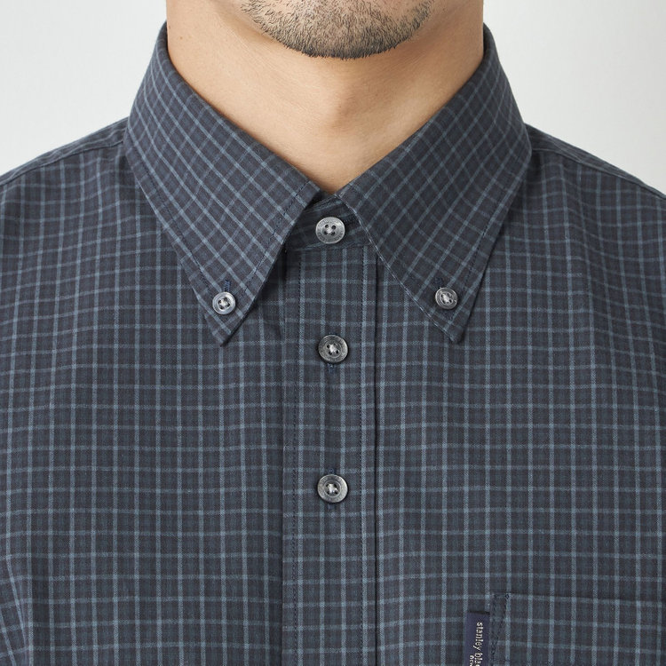 スタンリーブラッカ 【stanley blacker new york】【長袖】チェックボタンダウンシャツ/ネイビー 紺中間