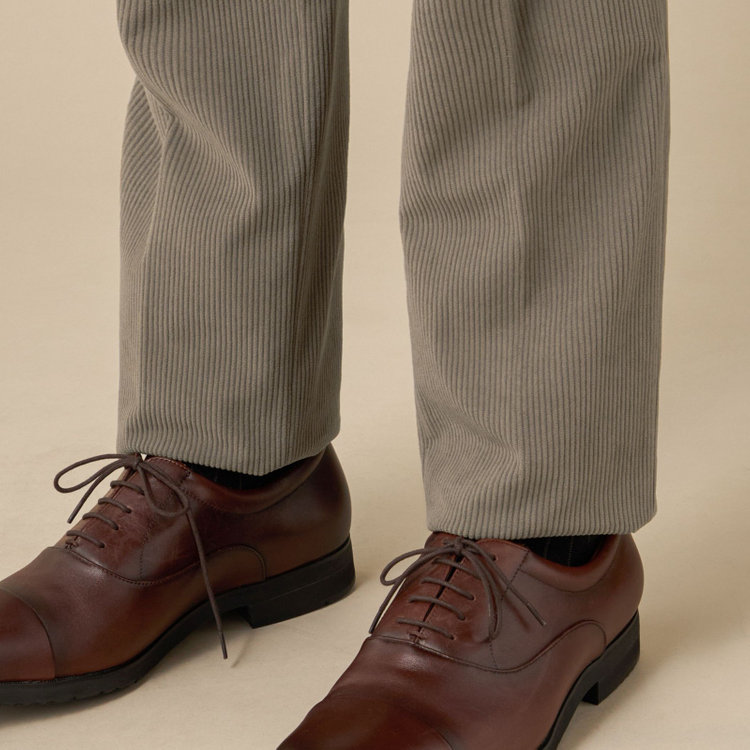 ＪＰコンフォート ネイビー 【JOHN PEARSE comfort navy】【秋冬】ワンタックパンツ/ ブラウン×コーデュロイ / ウエストムーブ仕様 /ウォッシャブル ※裾上げ必要 茶淡色