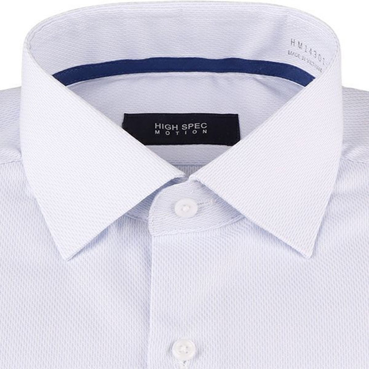 ハイスペックモーション 【HIGH SPEC MOTION】【形態安定】【ストレッチ】ワイドカラードレスワイシャツ/サックス×ドビー/LYCRA ブルー系(青)