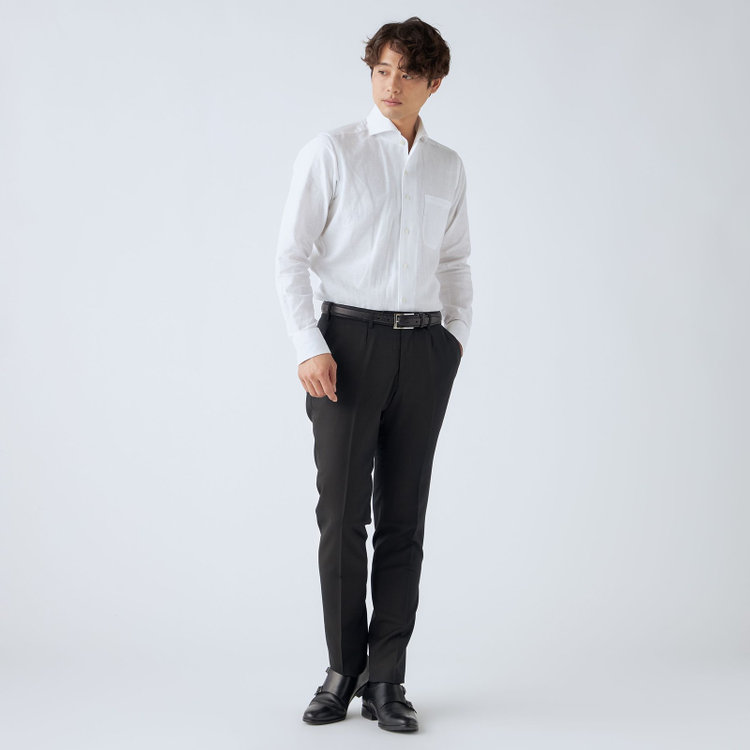 ＪＰ コンフォート 【JOHN PEARSE comfort】【秋冬】ニュージーランドウール ショートタックパンツ/ブラック×シャドーチェック/ウエストムーブ/SHOWER CLEAN/※裾上げ必要 黒