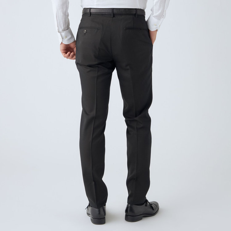 ＪＰ コンフォート 【JOHN PEARSE comfort】【秋冬】ニュージーランドウール ショートタックパンツ/ブラック×シャドーチェック/ウエストムーブ/SHOWER CLEAN/※裾上げ必要 黒