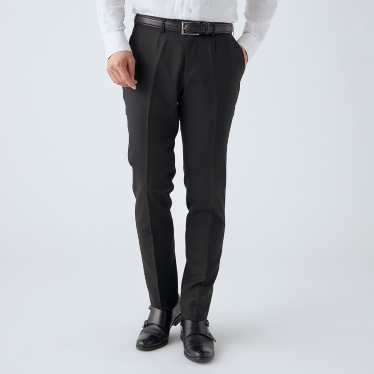 ＪＰ コンフォート 【JOHN PEARSE comfort】【秋冬】ニュージーランドウール ショートタックパンツ/ブラック×シャドーチェック/ウエストムーブ/SHOWER CLEAN/※裾上げ必要 黒