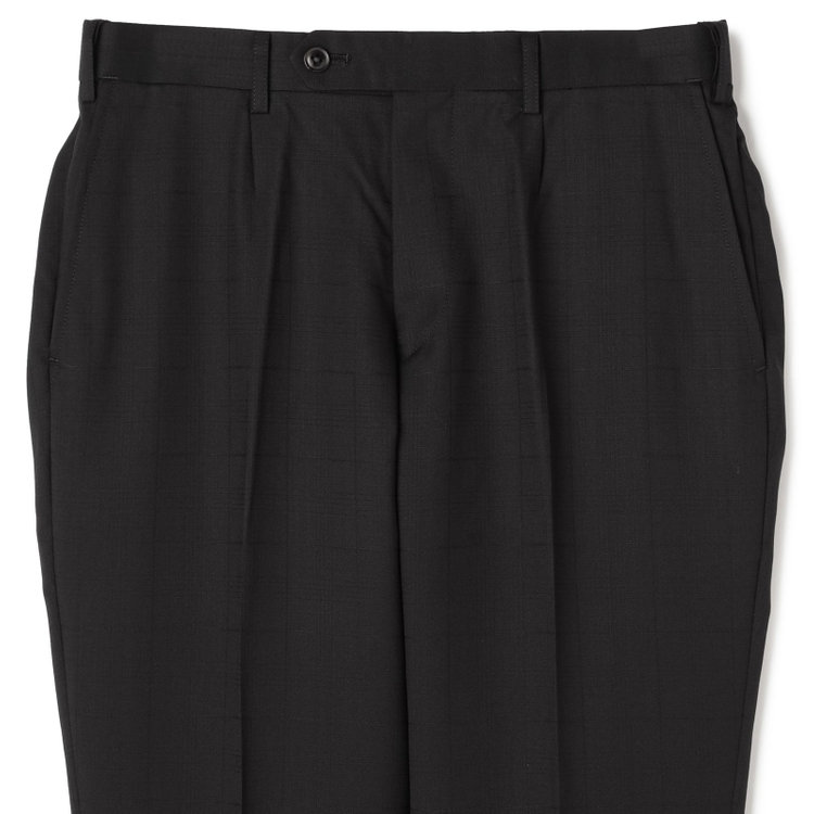 ＪＰ コンフォート 【JOHN PEARSE comfort】【秋冬】ニュージーランドウール ショートタックパンツ/ブラック×シャドーチェック/ウエストムーブ/SHOWER CLEAN/※裾上げ必要 黒