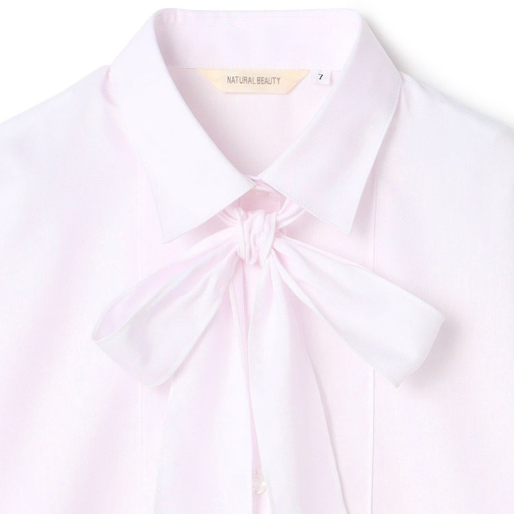 ナチュラル　ビューティー 【NATURAL BEAUTY】リボン取り外しブラウス/ペールピンク×ドビー 赤淡色