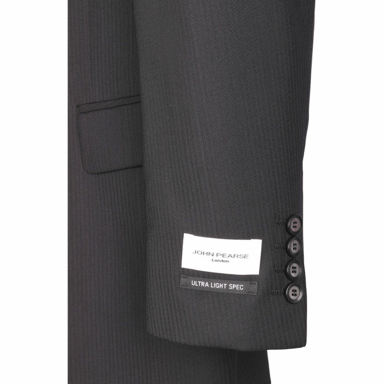 ジョンピアース 【JOHN PEARSE White】【春夏】2釦シングルスーツ 1タック/ブラック×シャドーストライプ/ULTRA LIGHT SPEC ブラック系(黒)