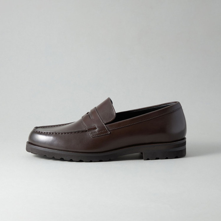 ジョンピアース 【JOHN PEARSE comfort】ペニーローファー/ブラウン/LWG認証キップレザー※スムース/ セメント製法　 茶濃色