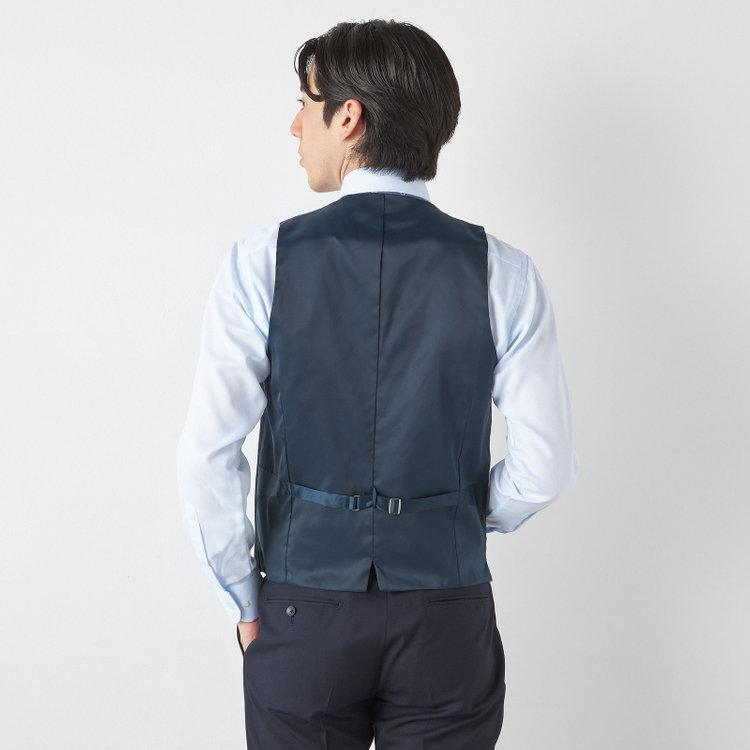 ＪＰ コンフォート 【JOHN PEARSE comfort】【通年】2釦シングルスリーピーススーツ ノータックパンツ ダブルベスト / ネイビー / パンツウォッシャブル ※裾上げ必要 紺中間