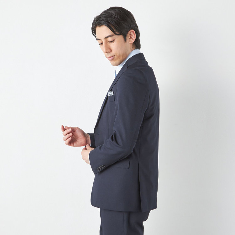 ＪＰ コンフォート 【JOHN PEARSE comfort】【通年】2釦シングルスリーピーススーツ ノータックパンツ ダブルベスト / ネイビー / パンツウォッシャブル ※裾上げ必要 紺中間
