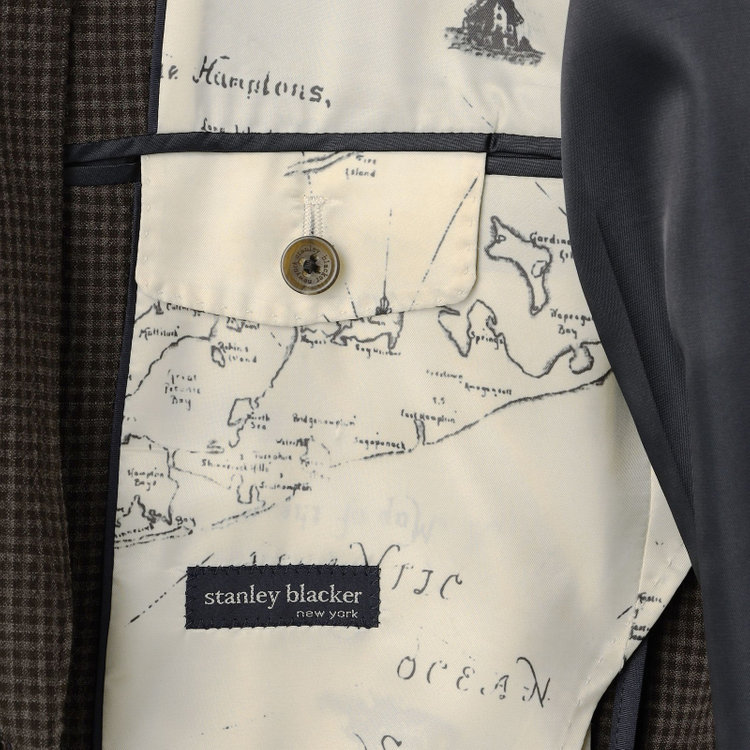 スタンリーブラッカ 【stanley blacker new york】【春夏】2釦段返りジャケット/ブラウン×サッカー 茶中間