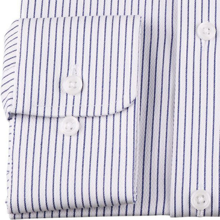 ハイスペックモーション 【HIGH SPEC MOTION】【形態安定】【ストレッチ】ボタンダウンドレスワイシャツ/ホワイト×ネイビー×ストライプ/LYCRA ネイビー系(紺)