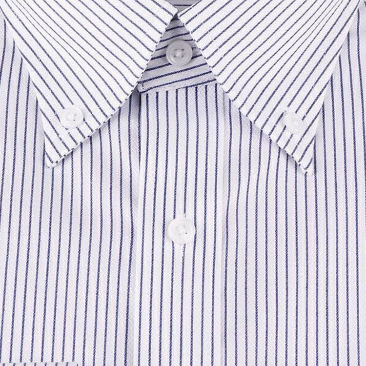 ハイスペックモーション 【HIGH SPEC MOTION】【形態安定】【ストレッチ】ボタンダウンドレスワイシャツ/ホワイト×ネイビー×ストライプ/LYCRA ネイビー系(紺)