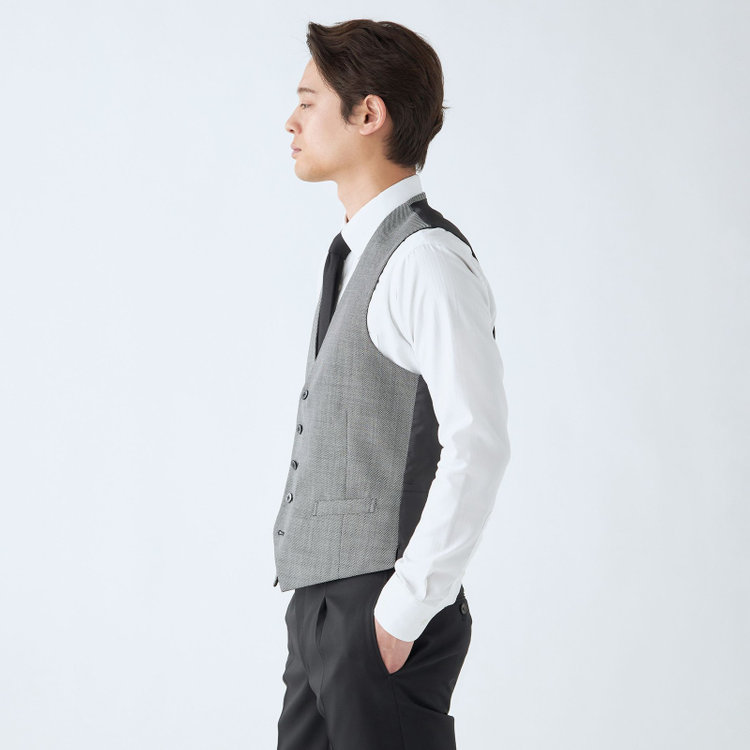 ソノタ（KONAKA用） 【年間】リバーシブルジレ(ベスト)/グレー×バーズアイ＆ブラック×ソリッド グレー中間