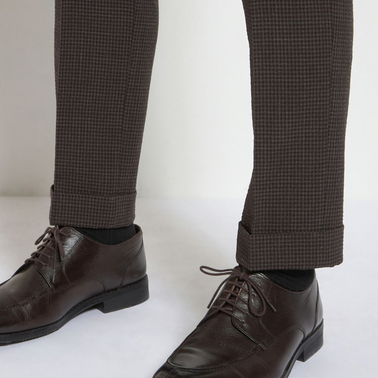 スタンリーブラッカ 【stanley blacker new york】【春夏】1タックパンツ/ブラウン×サッカー/ウエストムーブ/裾上げ必要 茶中間