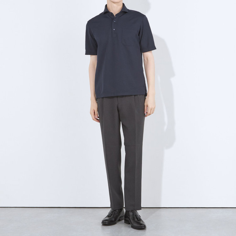 ＪＰコンフォート ネイビー 【発送在庫あり】【WEB限定】【半袖】【JOHN PEARSE comfort navy】カッタウェイビズポロシャツ プルオーバータイプ/ネイビー/ULTRA MOVE「ニット素材」「ノーアイロン」「ストレッチ」「高通気性」 青濃色