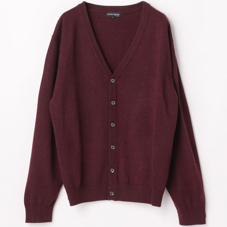 スタンリーブラッカ 【stanley blacker new york】【秋冬】ベーシックカーディガン/ワイン 赤濃色