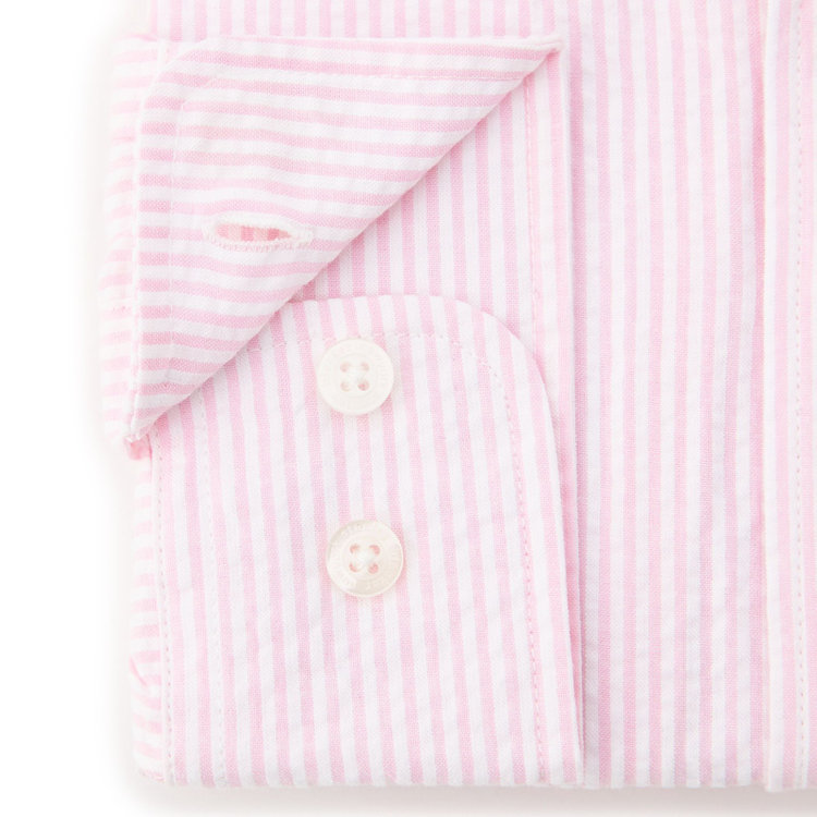 スタンリーブラッカ 【stanley blacker new york】【長袖】シアサッカーストライプボタンダウンシャツ/ピンク 赤淡色