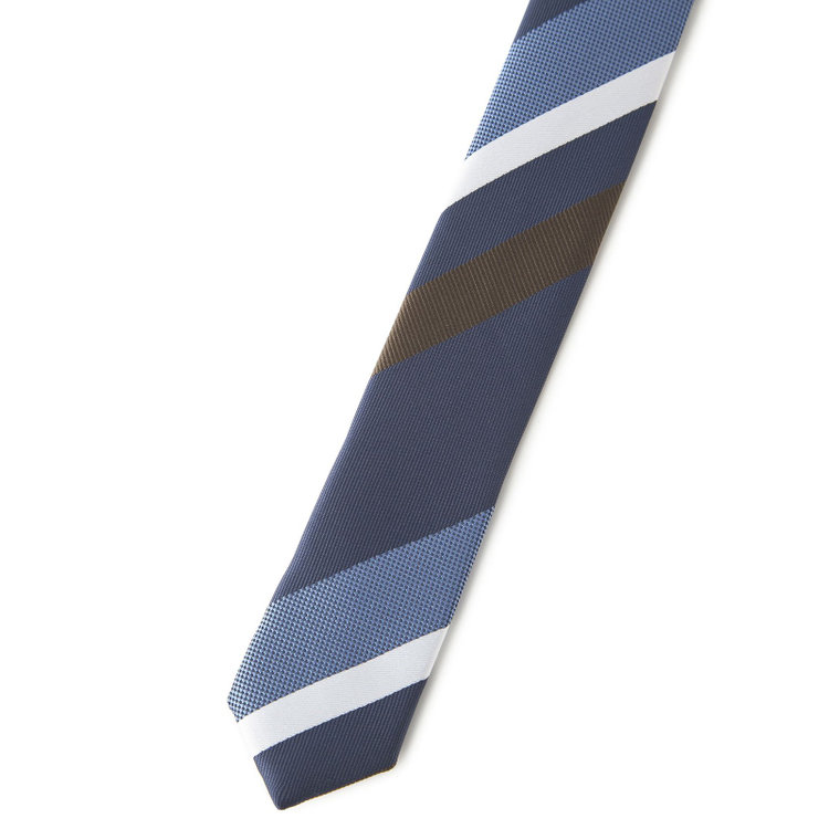 ジョンピアース 【JOHN PEARSE White】ウォッシャブル/ストライプ柄ネクタイ/8.0㎝幅/ネイビー×ブラウン＆ホワイト その他