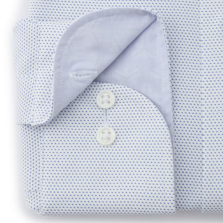 ドナートヴィンチウォモ 【FREEZETECH 氷撃：酷暑対策シャツ】【Donato Vinci Italy Uomo】【STYLISH】【ノーアイロン】ワイドカラードレスワイシャツ/ブルー＆ホワイト×ドビー/襟裏別布/ULTRA MOVE/ニット素材 青中間