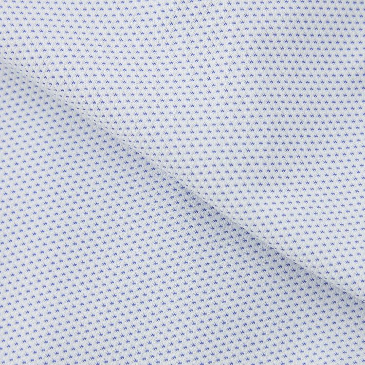 ドナートヴィンチウォモ 【FREEZETECH 氷撃：酷暑対策シャツ】【Donato Vinci Italy Uomo】【STYLISH】【ノーアイロン】ワイドカラードレスワイシャツ/ブルー＆ホワイト×ドビー/襟裏別布/ULTRA MOVE/ニット素材 青中間