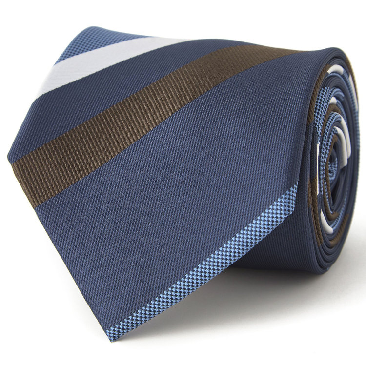 ジョンピアース 【JOHN PEARSE White】ウォッシャブル/ストライプ柄ネクタイ/8.0㎝幅/ネイビー×ブラウン＆ホワイト その他