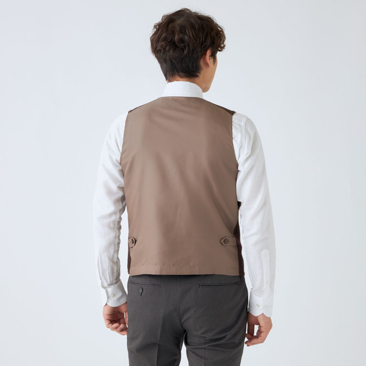 ＪＰ コンフォート 【JOHN PEARSE comfort navy】【秋冬】ニットダブルジレ/ブラウン/ウォッシャブル 茶中間