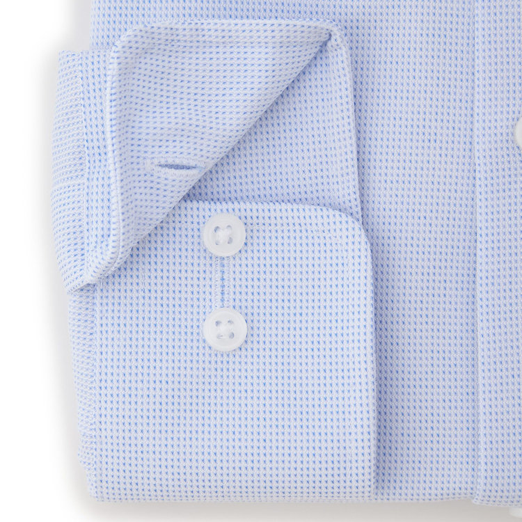 ＪＰコンフォート ネイビー 【発送在庫あり】【WEB限定】【JOHN PEARSE comfort navy】ワイドカラーワイシャツ/ブルー×ドビー/ULTRA MOVE「ニット素材」「ノーアイロン」「ストレッチ」「高通気性」 青淡色