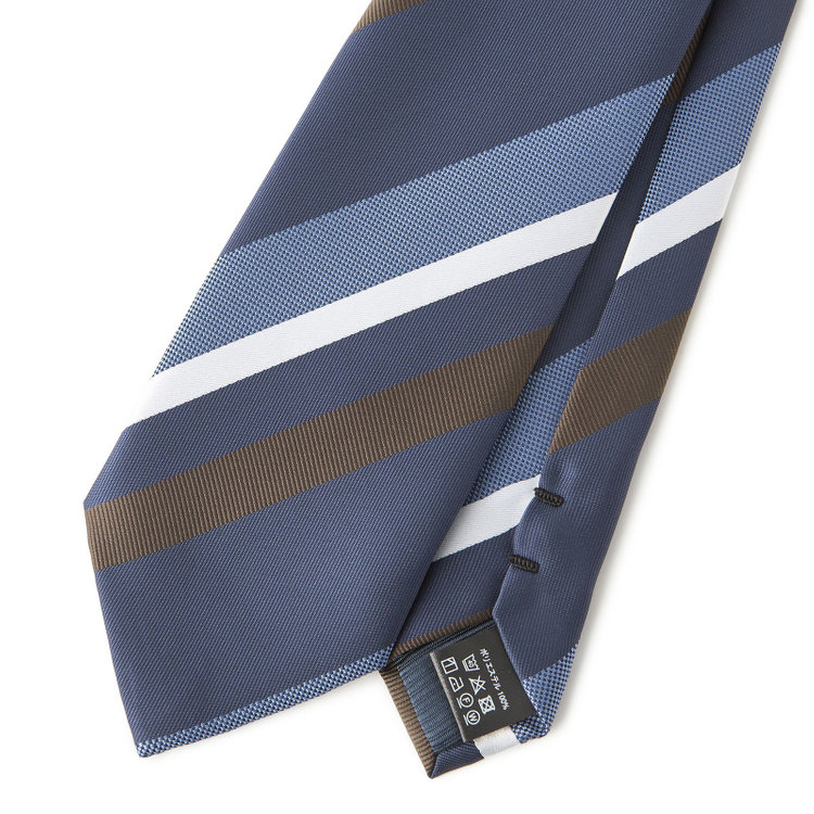 ジョンピアース 【JOHN PEARSE White】ウォッシャブル/ストライプ柄ネクタイ/8.0㎝幅/ネイビー×ブラウン＆ホワイト その他