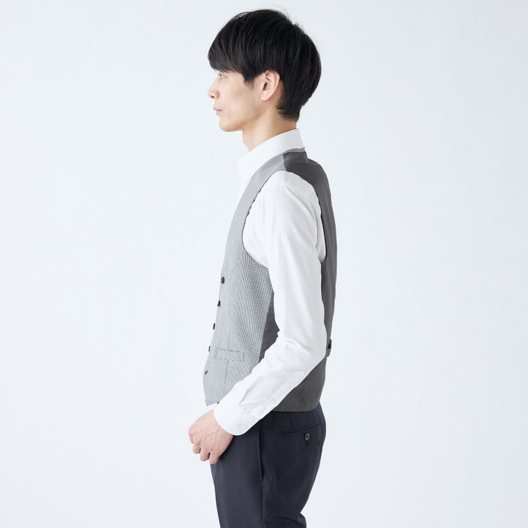 ソノタ（KONAKA用） 【年間】ジレ(ベスト)/グレー＆ブラック×ハウンドトゥース グレー中間