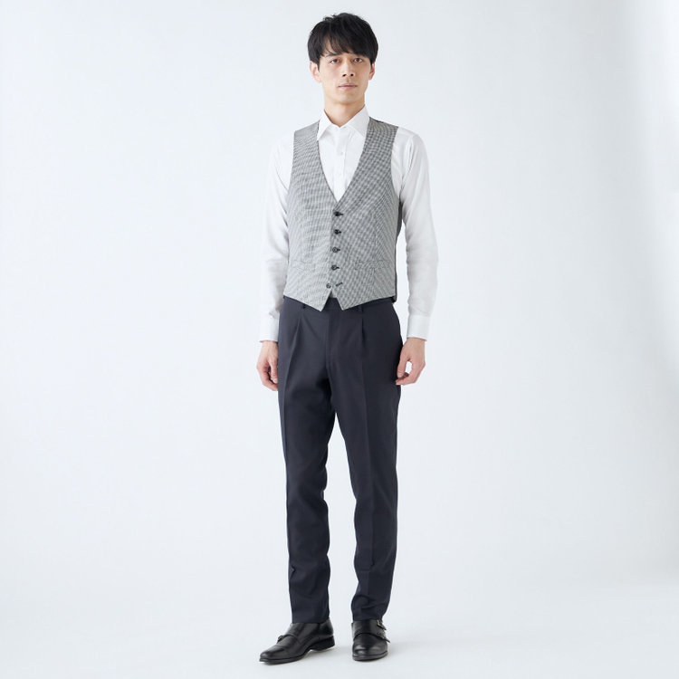 ソノタ（KONAKA用） 【年間】ジレ(ベスト)/グレー＆ブラック×ハウンドトゥース グレー中間