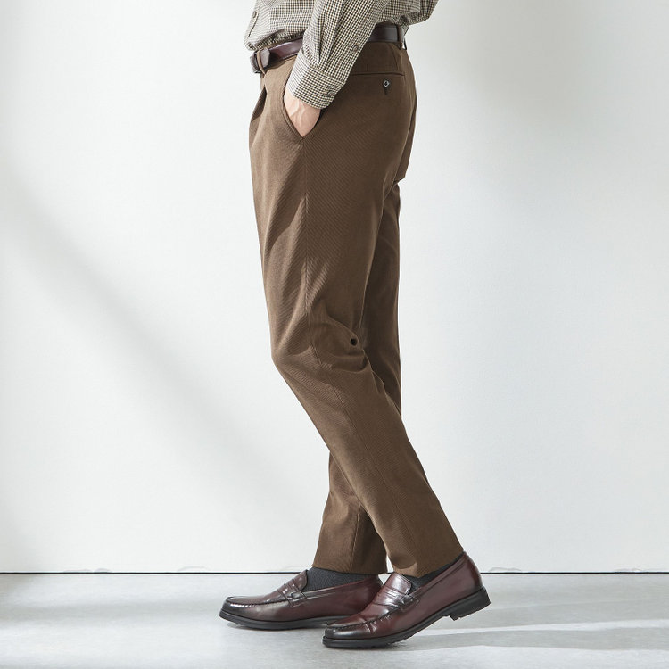 スタンリーブラッカ 【stanley blacker new york】【秋冬】ハイブリッドコーデュロイスラックス/裾上げ必要 茶中間