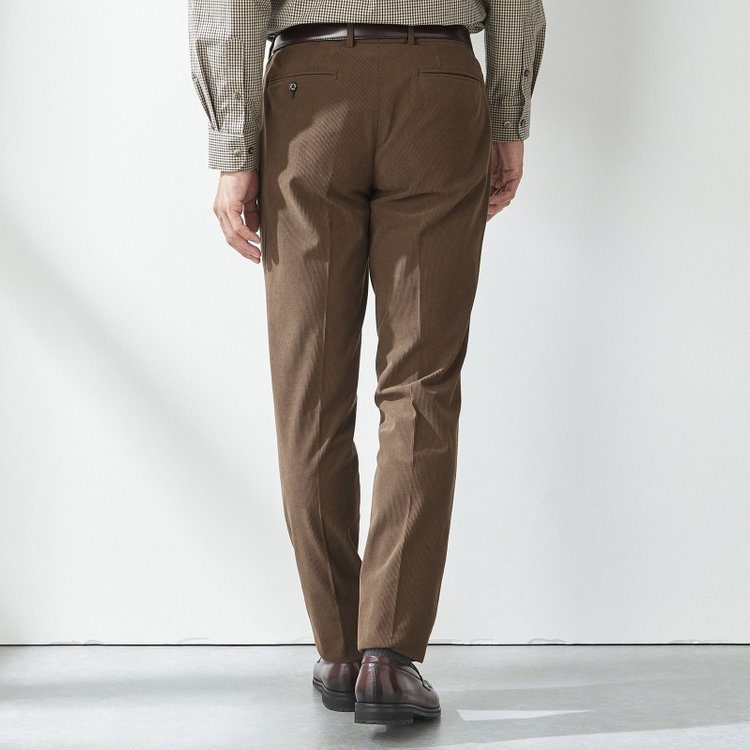 スタンリーブラッカ 【stanley blacker new york】【秋冬】ハイブリッドコーデュロイスラックス/裾上げ必要 茶中間